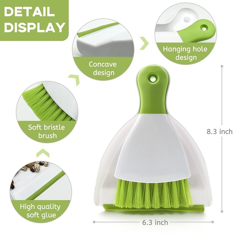 Small Hand Dust Pan and Brush - Broom Dustpan Set, 1 Green gallery