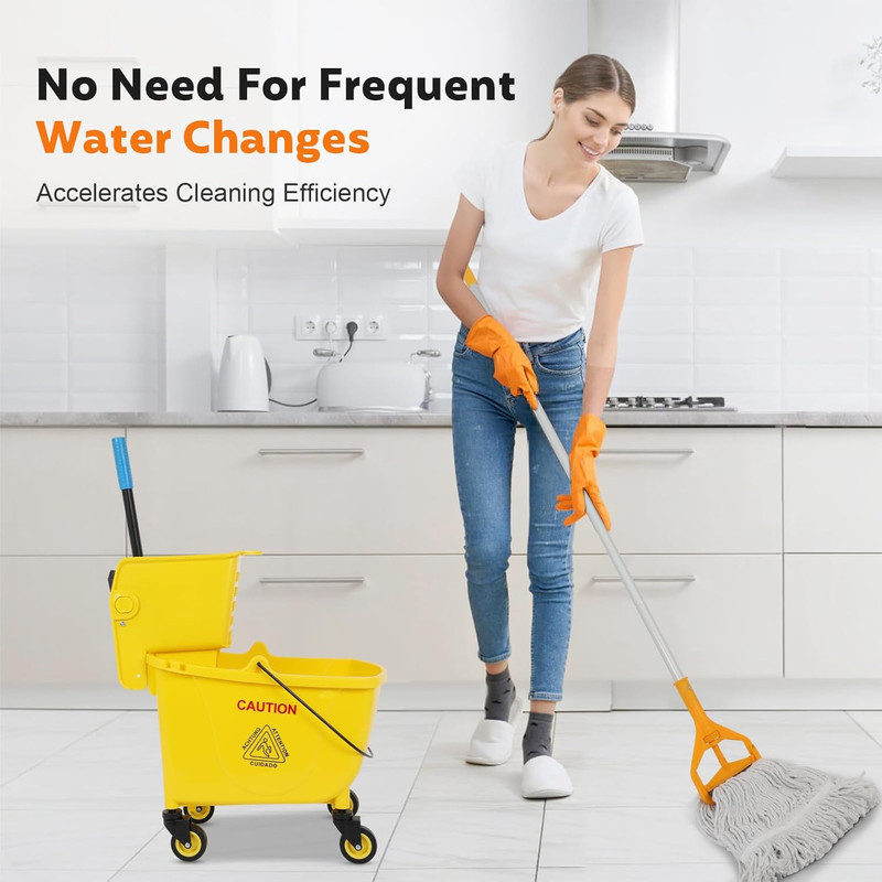 35 Quart Commercial Mop Bucket with Wringer & Mop Set, No Frequent Water Change gallery