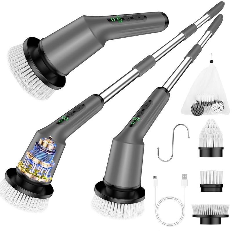 Electric Spin Scrubber for Cleaning Bathroom, Shower Scrubber Cordless Cleani...