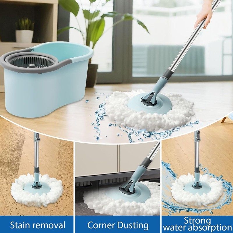 Spin Mop and Bucket, Mop and Bucket with Wringer Set for Home, 360 Spinning Mop gallery