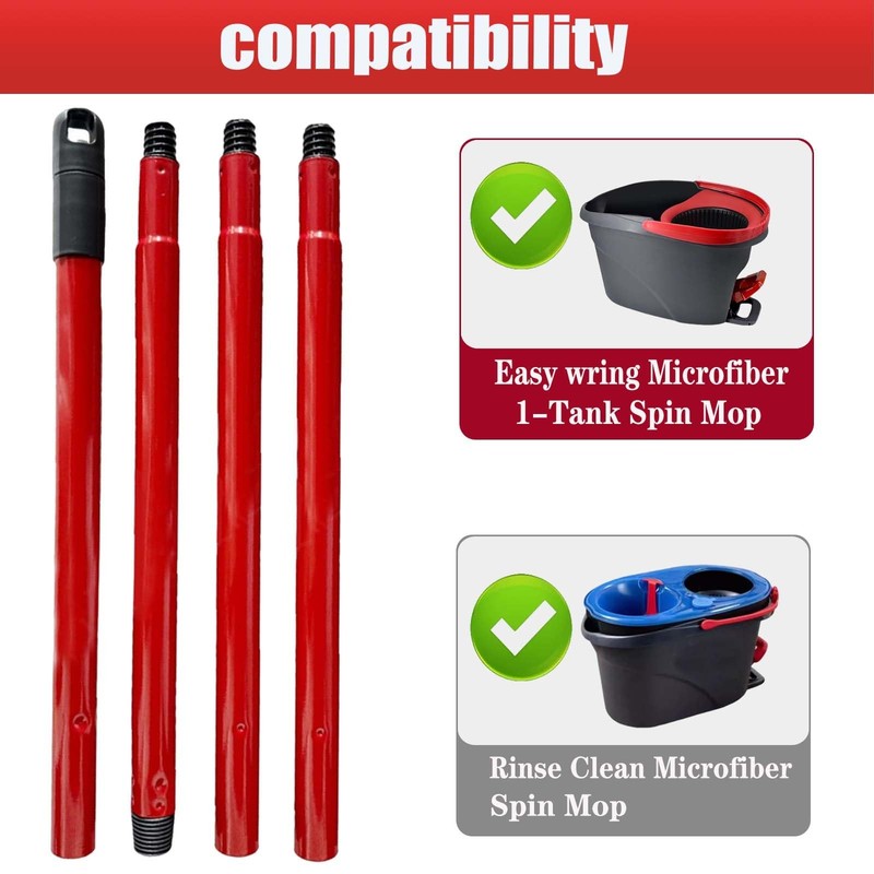 Mop Handle for Ocedar, Spin O Cedar 4-Section 1 Handle, Red gallery