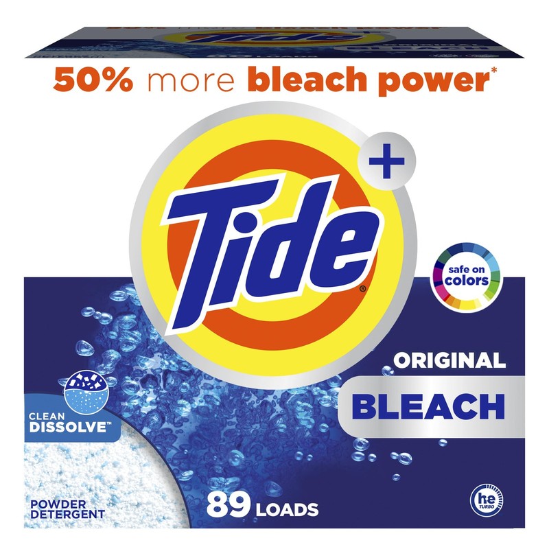 Tide Powder Laundry Detergent with Bleach, 129 Ounce (Pack of 1), white