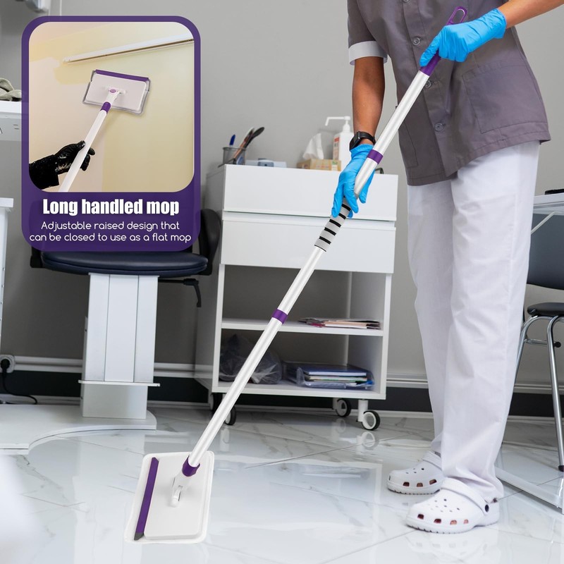 Baseboard Cleaner Tool with Handle, 60" Extendable Long Handle Purple, White gallery
