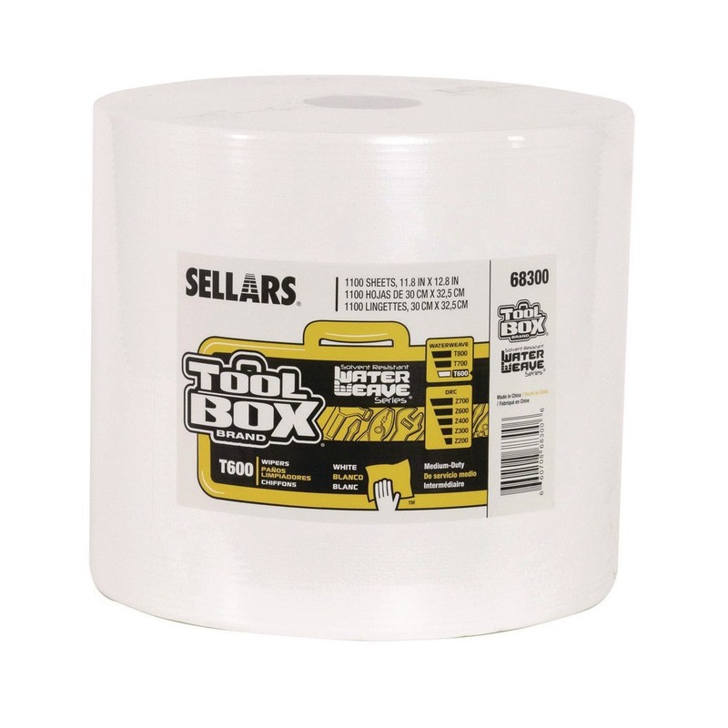 Sellars 68300 1-Ply 11.8 x 12.8 TOOLBOX WaterWeave T600 Wipers - WHT (1/CT) New gallery