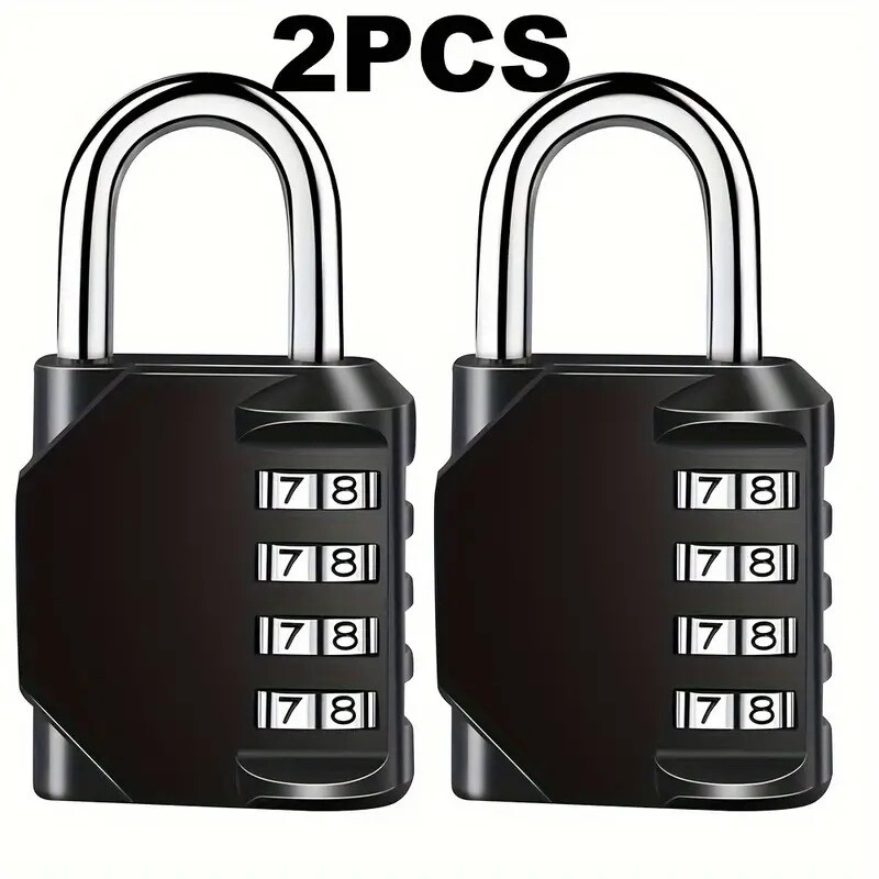 2PCS 4 Digit Combination Locks:Carbon Steel Reinforced Shackles, Zinc Alloy Body