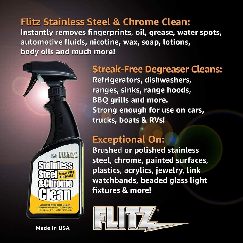 FLITZ Stainless Steel & Chrome Cleaner TWO PACK 16oz Spray Bottle (See Video) gallery