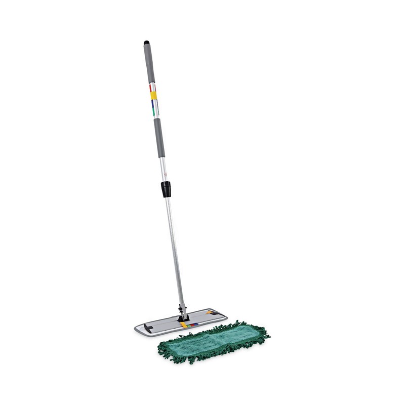 Boardwalk® Microfiber Mopping Kit, 18 Mop Head, 35-60Handle, Blue/Green/Gray