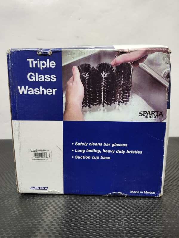 CARLISLE Sparta Heavy Duty Manual Triple Glass Washer 8″ Black/White 4046103 New