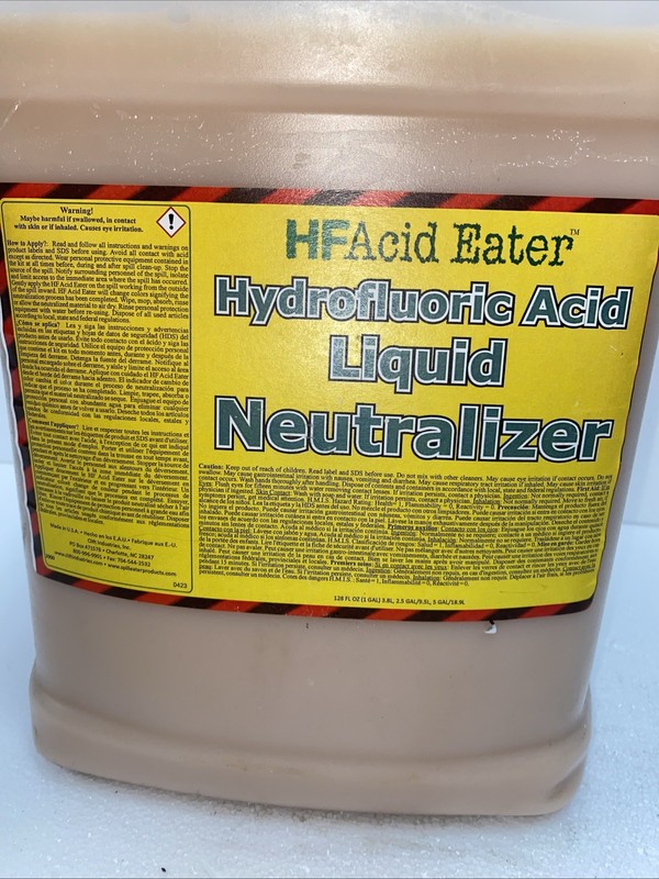 HF ACID Eater HYDROFLUORIC ACID NEUTRALIZER Liquid Safety Clean up 2.5 Gallons