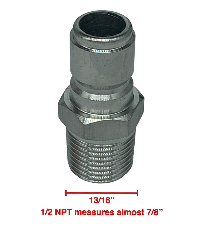 Pressure Washer Male QC Plug 1/2 NPT (Thread Diameter Measures .840 On Ruler)