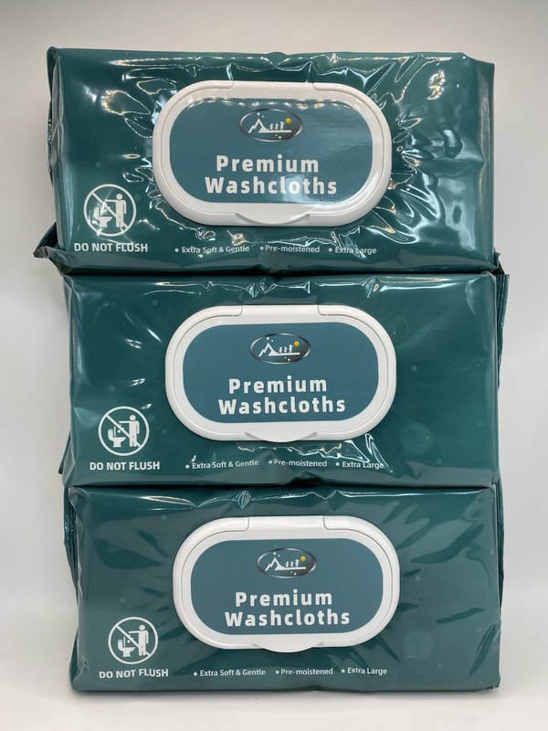 3 Pack of Auil Premium Washcloths 60 Count 8x12 in Alcohol Free Hypoallergenic