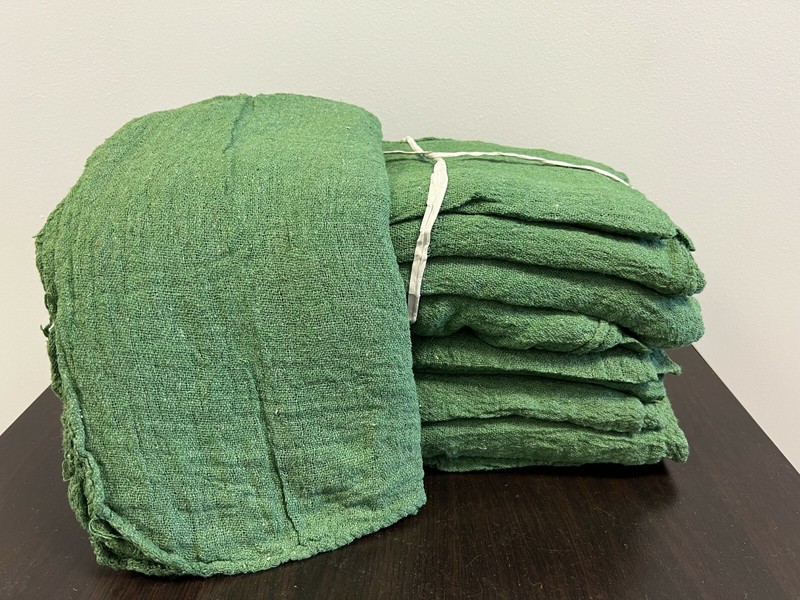 100 PIECES NEW GREEN INDUSTRIAL SHOP RAGS CLEANING TOWELS