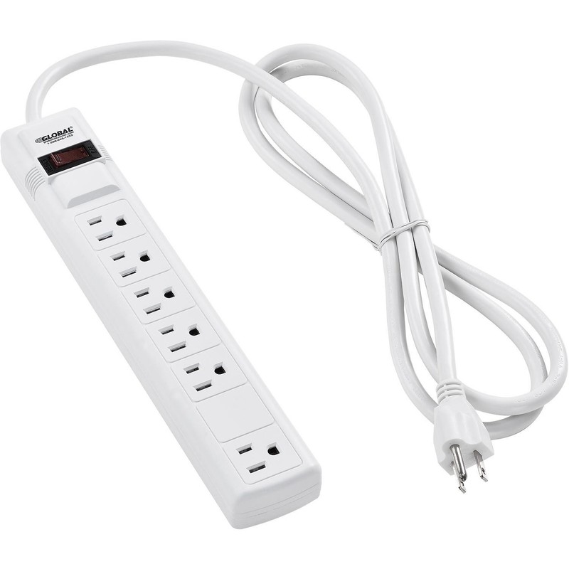 12″ 5+1 Outlet Strip Surge Protector 900 Joules 6-ft Cord White