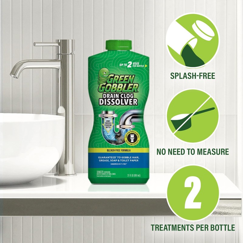 Green Gobbler Drain Clog Dissolver, Opener-Cleaner 1 Pack, gallery