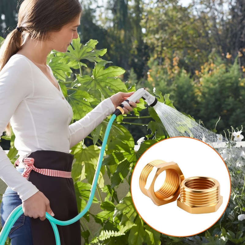 3/4" GHT Male to 1/2" NPT Female Brass Hose Adapter - 4 Pack 0.5 inches, Gold gallery