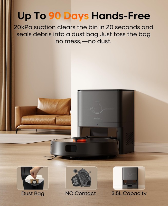 Uninell Robot Vacuum And Mop Self-Emptying Station 7000Pa Suction For Pet Hair gallery
