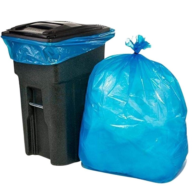 Plasticplace 65 Gallon Recycling Bags – Blue, Case of 50 Garbage Bags