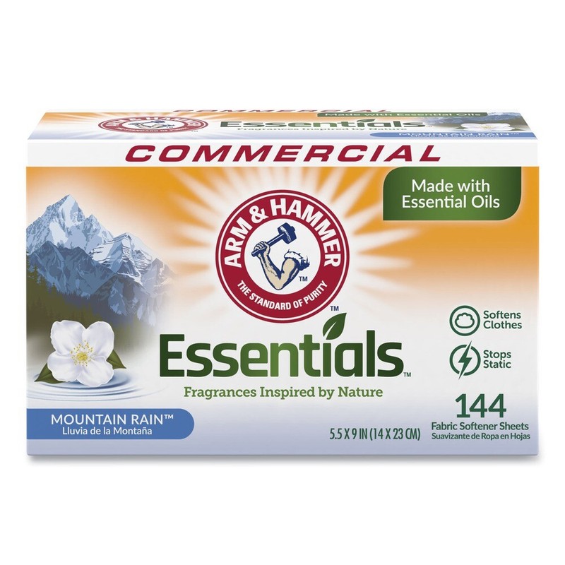 Arm & Hammer 3320000102BX Essentials Dryer Sheets – Mountain Rain (144/Box) New