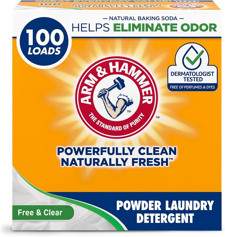 Arm & Hammer Laundry Detergent, Free of Perfume & Dyes, Powder, 100 Loads,…