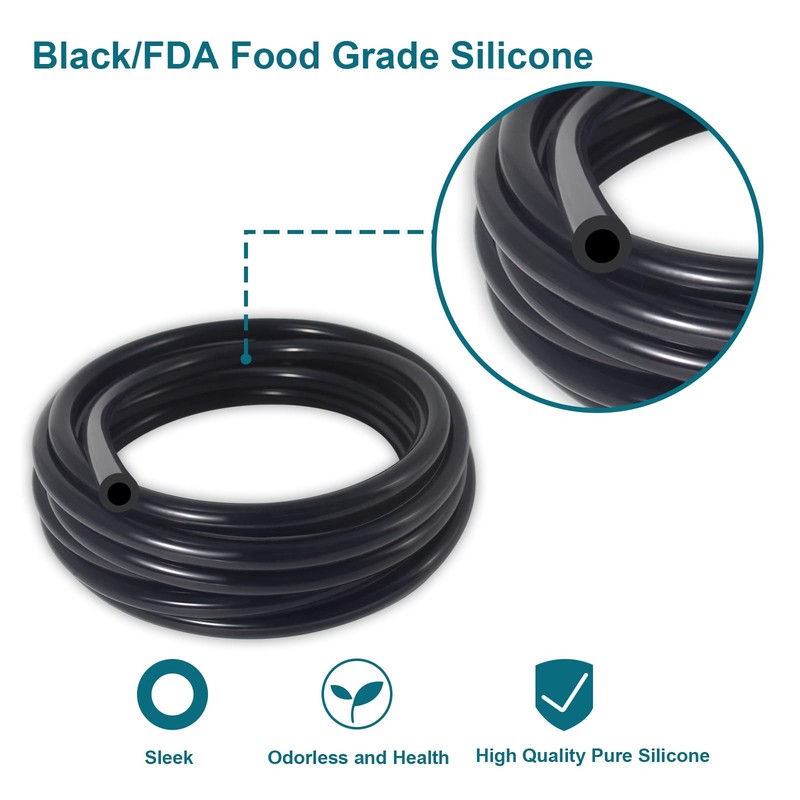 GEPHYNM Vacuum Hose Automotive, 10 3/8" (10mm) - 10FT with 10 Clamps, Black gallery