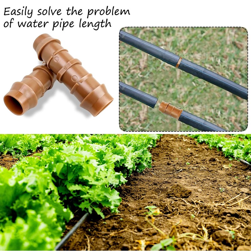HZMM 25 Pack Drip Irrigation Barbed Coupling Fittings - 1/2 Inch (17mm, 0.600" I gallery