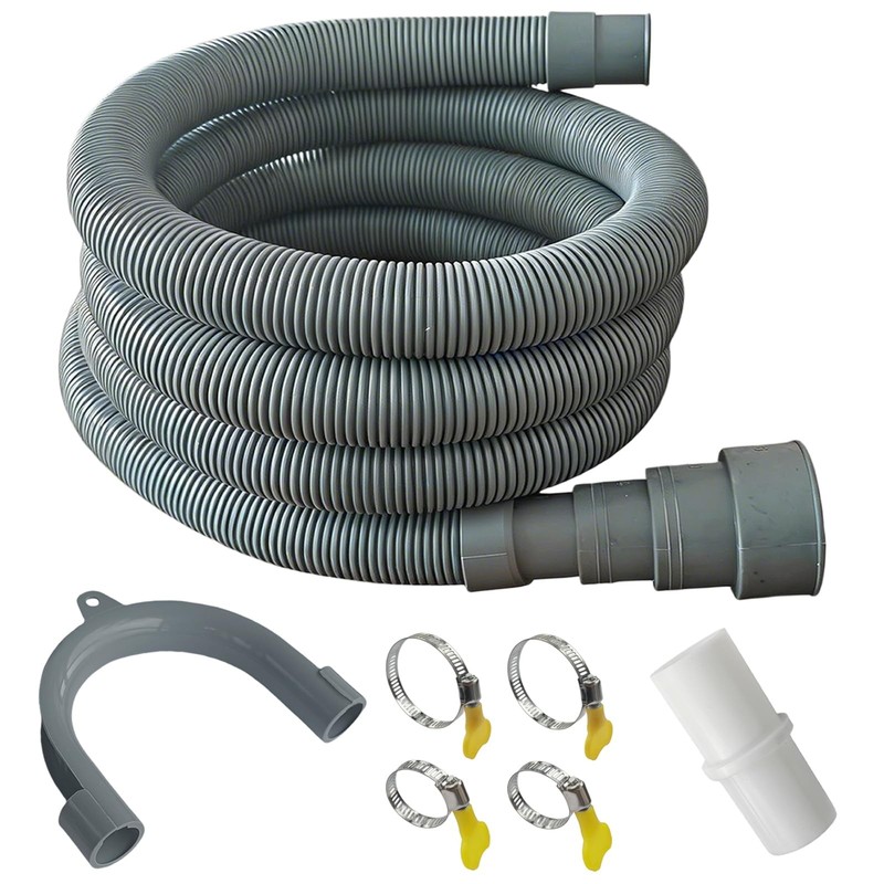 Gray Universal Washing Machine Drain Hose 4.9 Ft Flexible Extension Hose