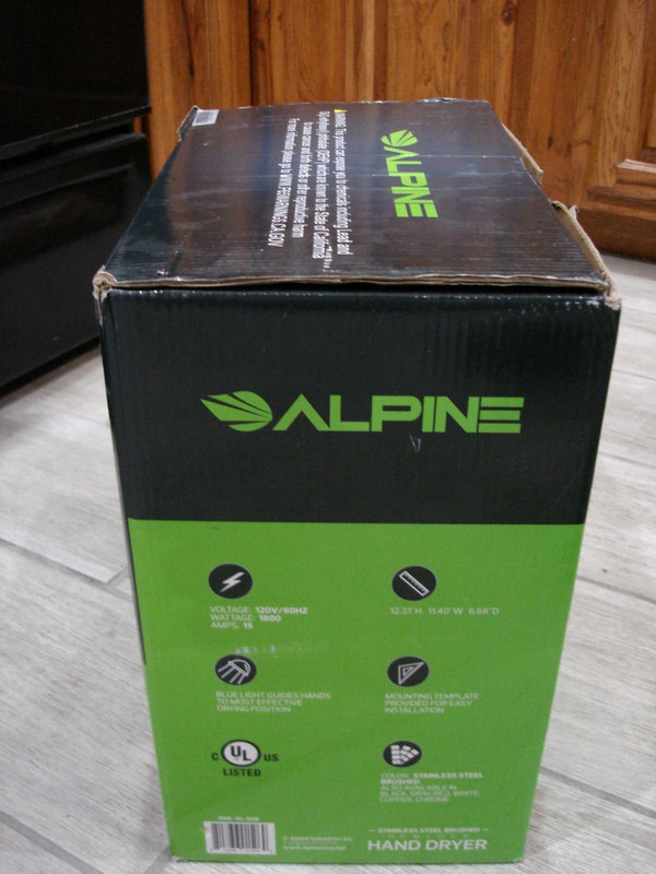 NIB Alpine Hemlock Hand Dryer Stainless Steel Brushed, 120V/60HZ gallery