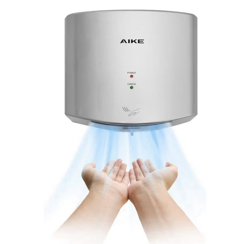 AIKE Air Wiper Compact Hand Dryer 110V 1400W Silver (with 2 Pin Plug)