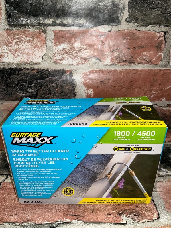 Surface Maxx 2 Spray Tip Gutter Cleaner Attachment Pressure Washer 4500 Max PSI