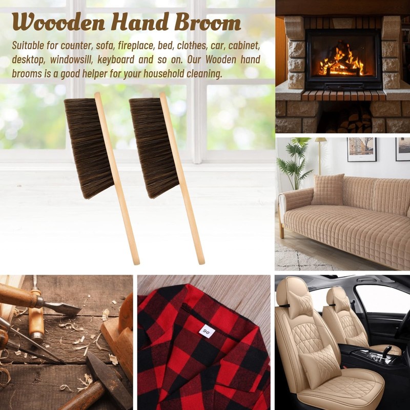 Dazzhues 2 Pieces Woooden Dust Brush Hand Broom Bench Brush Long Wood Handle gallery