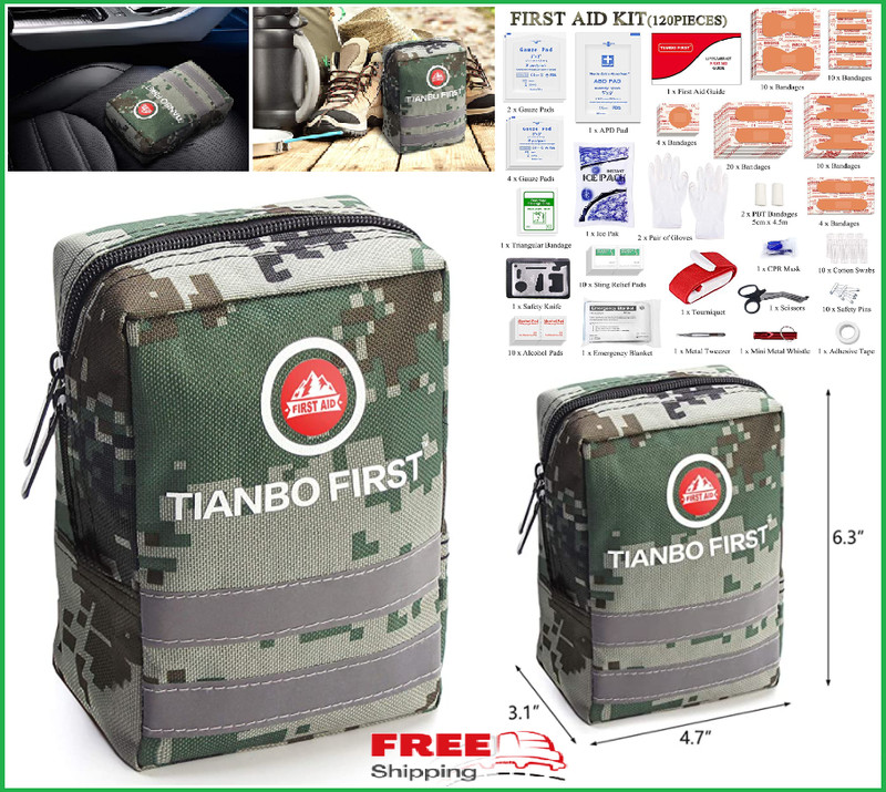 Personal First Aid Kit Emergency Survival Gear Military Trauma Safety Bag 120Pcs