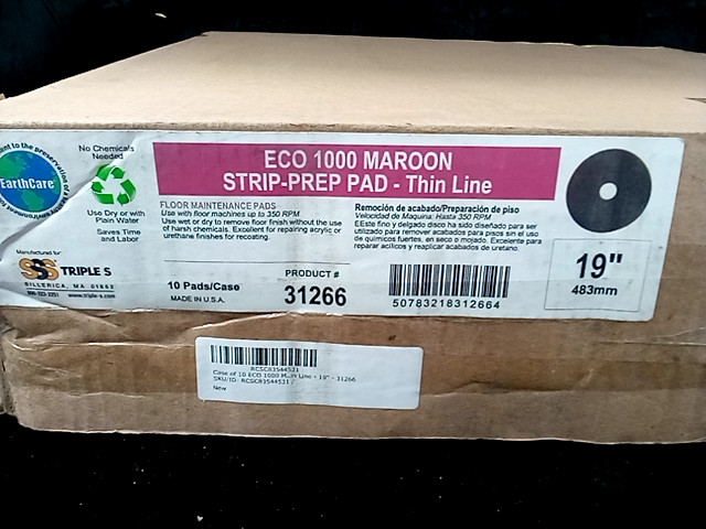 TripleS Eco 1000 Floor Maroon Strip-Prep Pad Maintenance Pads 19" 483mm - #31266 gallery