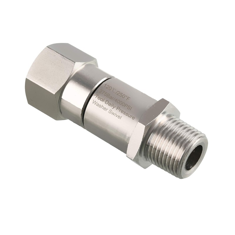 Tool Daily Pressure Washer Swivel, 3/8 Inch NPT-M inch – 5/8 inch, Silver