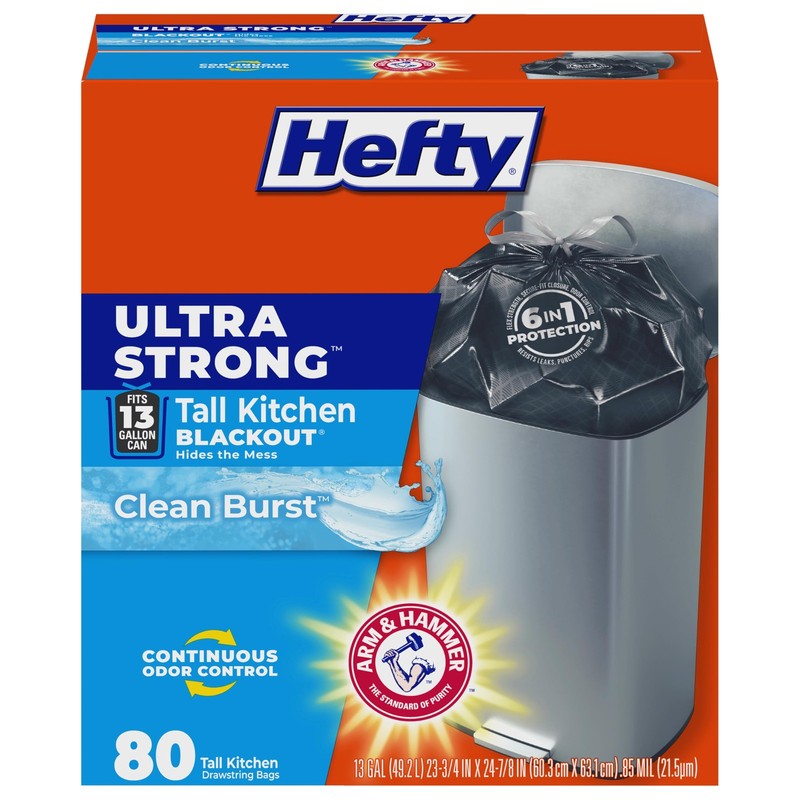 Hefty Ultra Strong 13 Gallon Trash Bags Black Tall Kitchen Trash Bags 13 Gallon