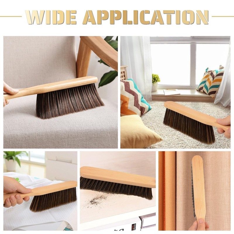 Dazzhues 2 Pieces Woooden Dust Brush Hand Broom Bench Brush Long Wood Handle gallery