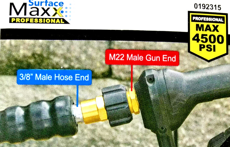 Pressure Washer 3/8” FPT To M22 Connector Surface Maxx (Brass) #SGY-PWA24 - X3