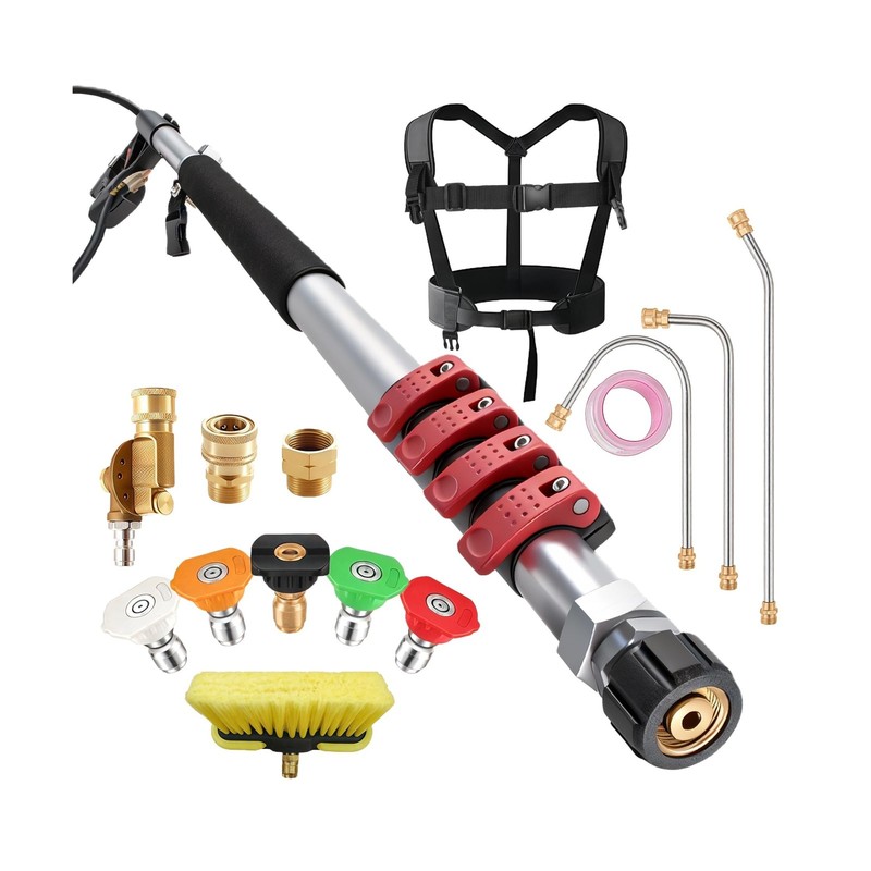 Gutter Cleaning Tools 24 FT Telescoping Pressure Washer 3 Extension Wands, Gu…