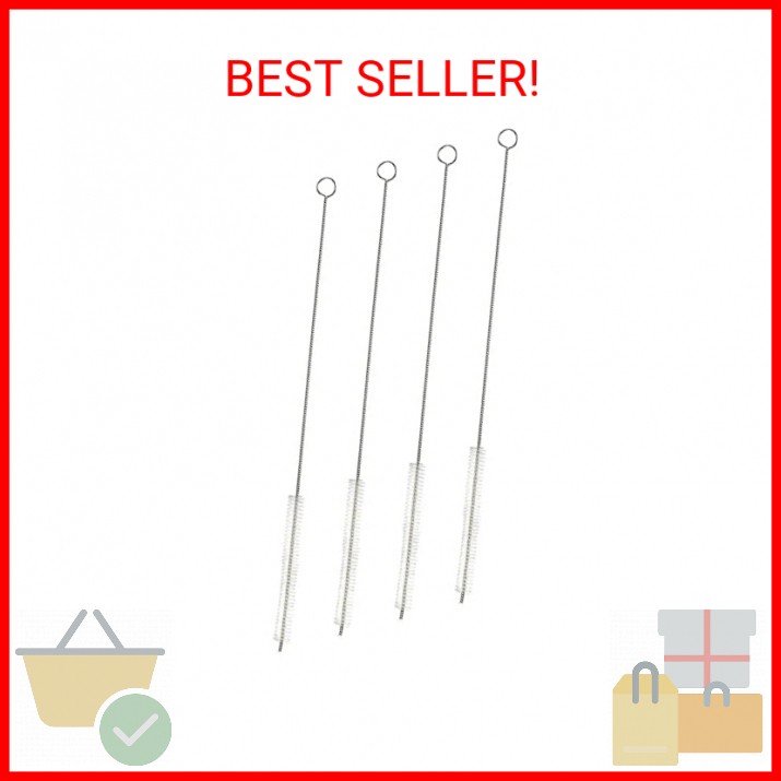 Juvale Straw Cleaner Brush - 12 In, Silver & White, 4-Pack - Stainless Steel Str gallery