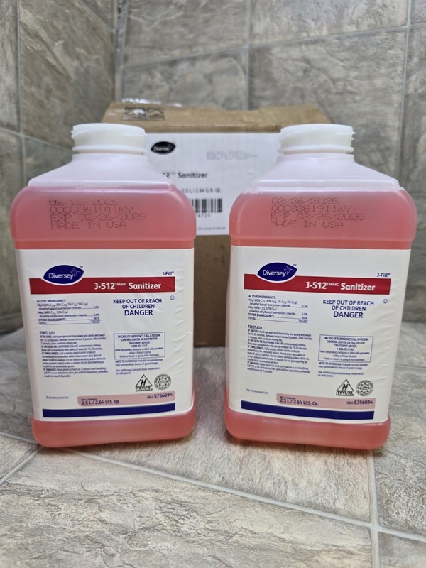 2 Pkg Diversey J-512 Tm/Mc Sanitizer*2.5 Liters Each* Exp 02/26/28 J-Fill