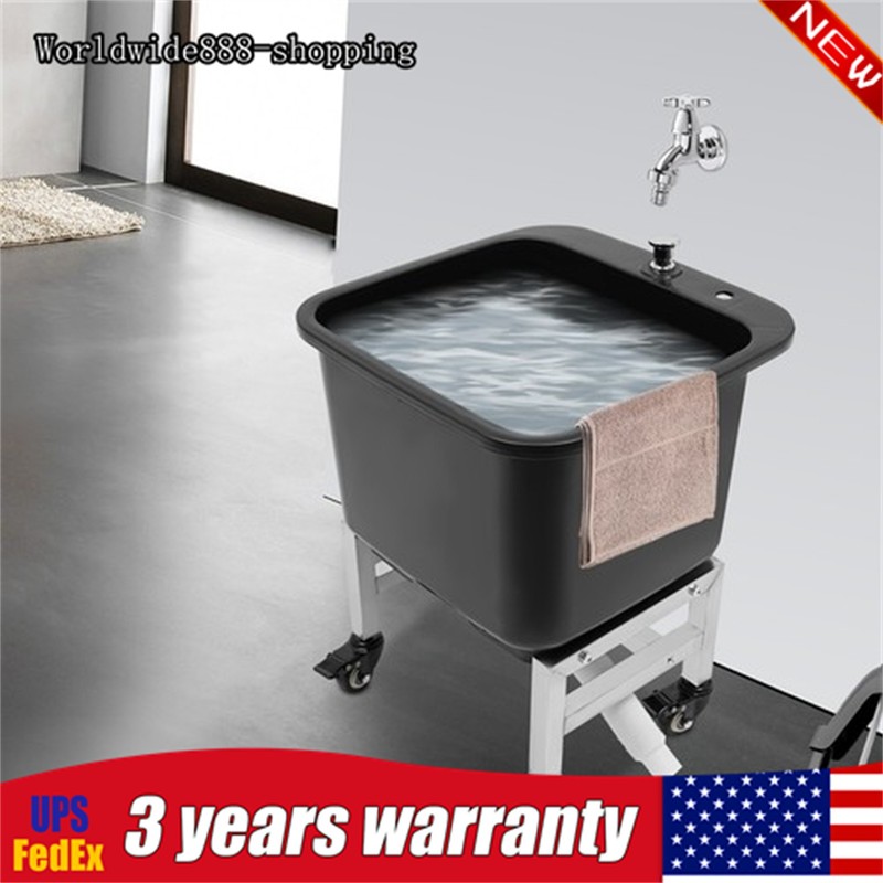 Freestanding Floor Mop Sink Plastic Mop Basin Household Mop Bucket with Wheels