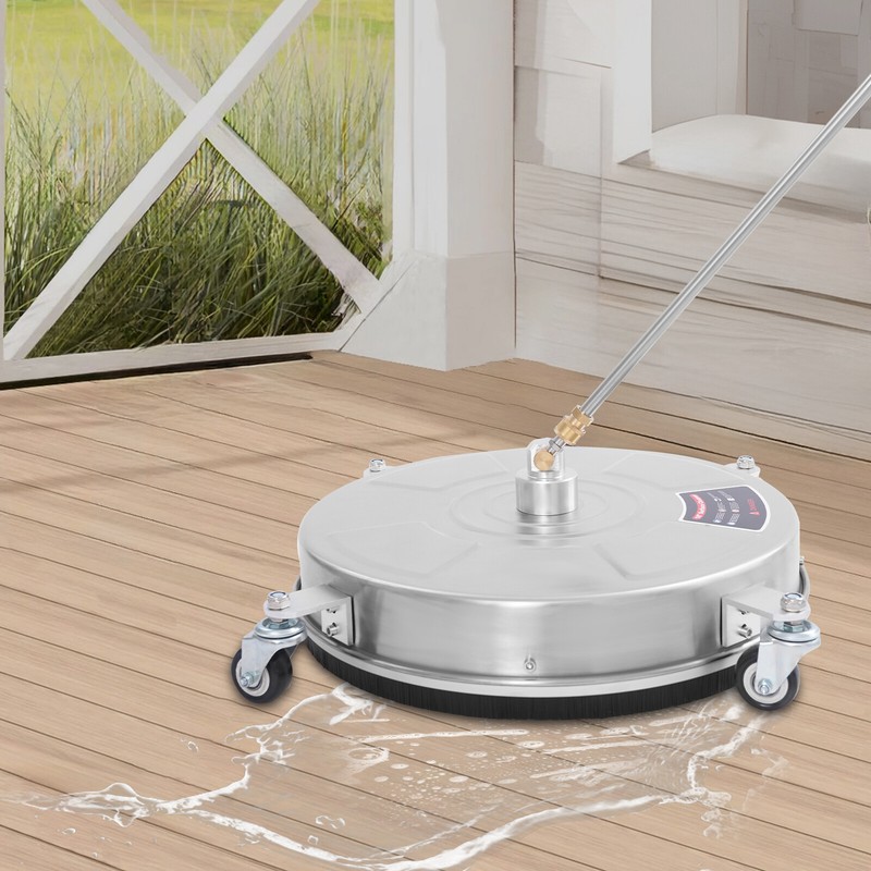 18-Inch Stainless Steel Round Surface Cleaner 2 Nozzles 5000 PSI 4 Wheels