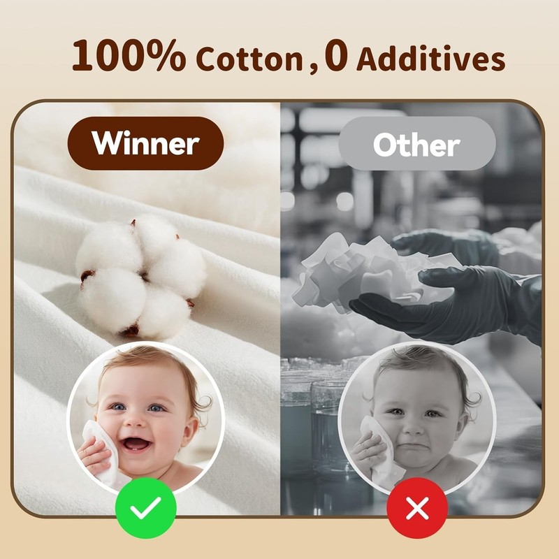 100% Cotton Dry Wipes, USDA Certified Baby Wipes, Soft & Gentle, Hypoallergen... gallery