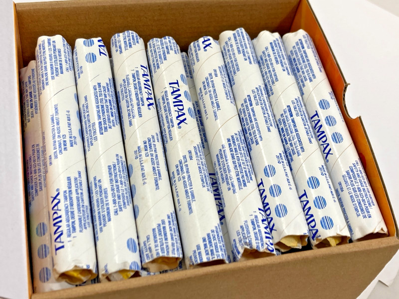 Box Of 80 ~ Procter Gamble Tampax Coin Vending Style in Cardboard Tube