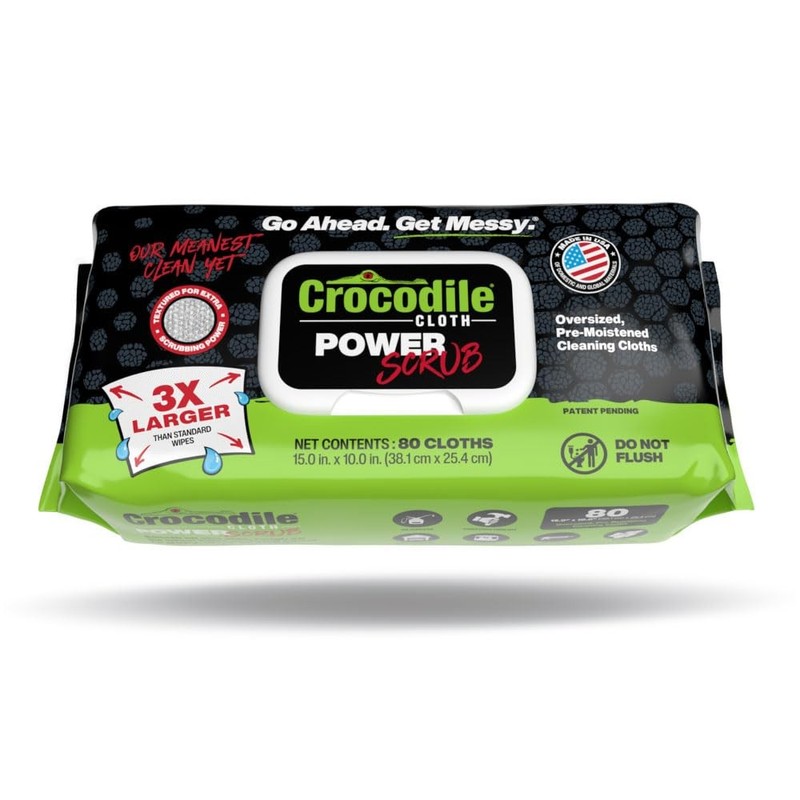Crocodile Cloth PowerSCRUB Cleaning Wipes – 80 80 Count (Pack of 1), White