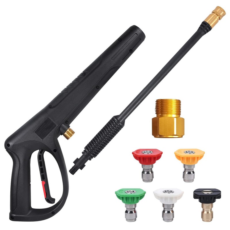 Pressure Washer Gun with Extension Wand & 5 Spray Nozzle Tips, M22-14mm & M22…