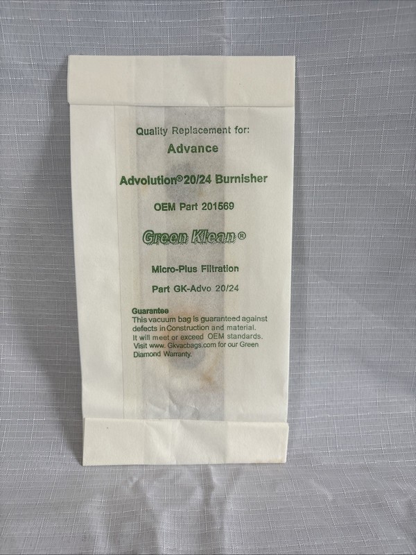 Advance Advolution Burnisher Vacuum Bags by Green Klean 9 pack