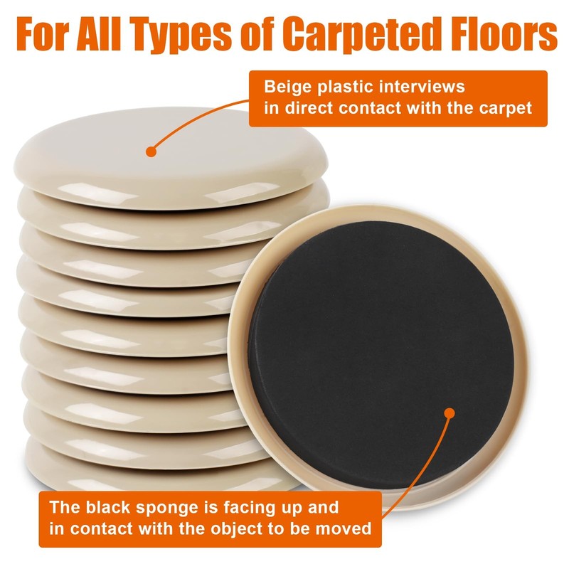 10PCS Furniture Sliders, 3 1/2" Sliders for 10PCS|3 1/2", Beige gallery