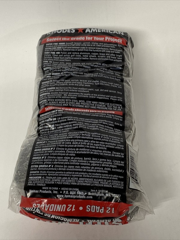 Rhodes American 10121116 4-Grade Steel Wool Pads Extra Course (Pack of 12) New gallery