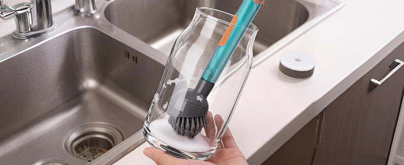 Soap Dispensing Dish Brush Stora Set with 360° Rotating Head, Kitchen gallery
