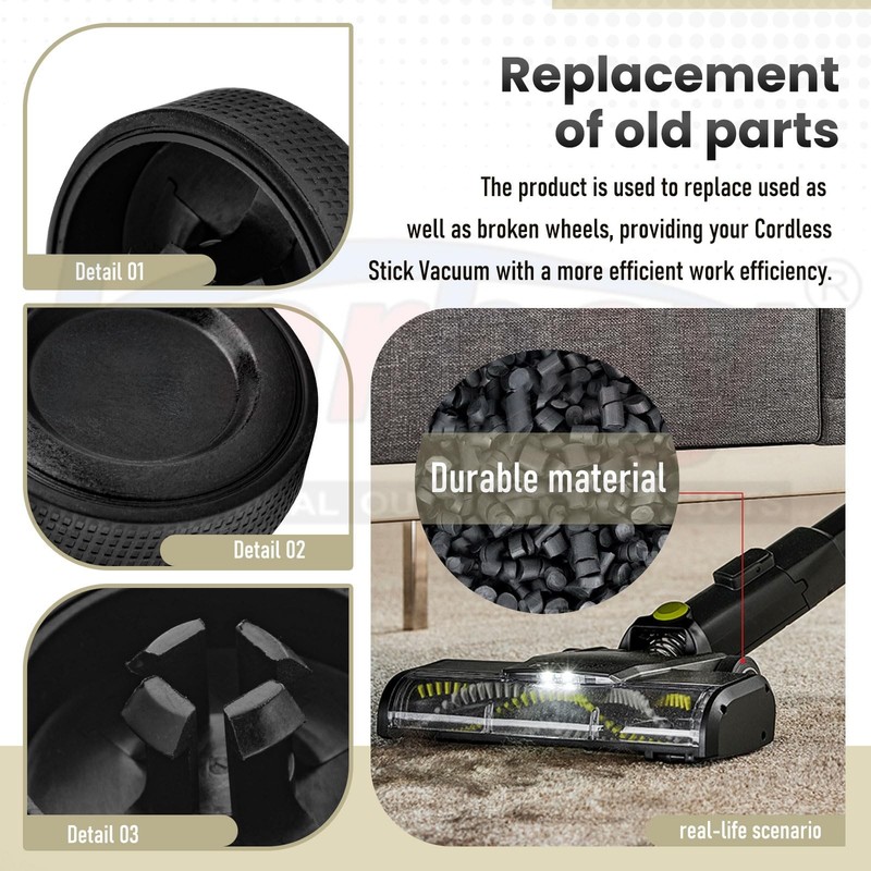 2 Pack Upgraded Replacement Wheel for Ryobi Cordless Stick Vacuum 18v BLACK gallery